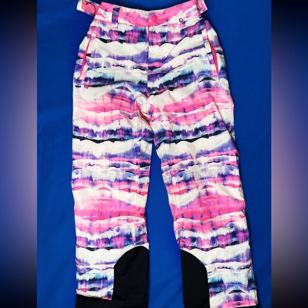 UNDER ARMOUR PINK/PURPLE TIE DYE WATER REPELLENT COLDGEAR LARGE YOUTH SKI PANTS